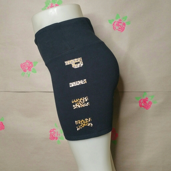 PINK Victoria's Secret Pants - VS PINK Black & Leopard Yoga Bike Shorts Large